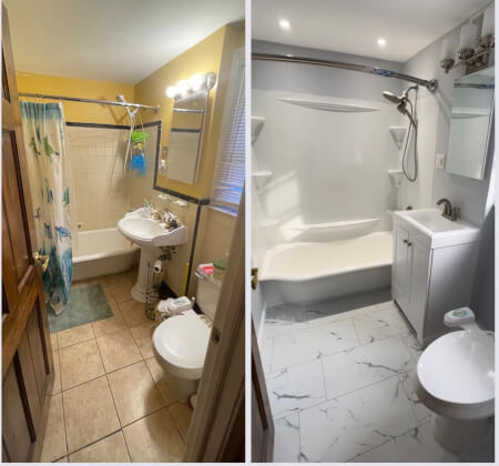 before and after of a bathroom